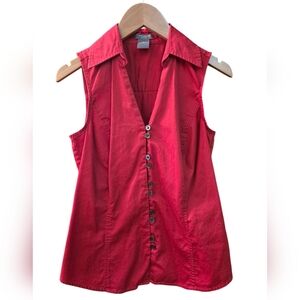 EUC Ann Taylor Red Sleeveless Button Down Shirt